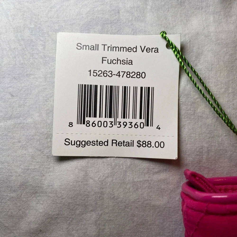 Vera Bradley Small Trimmed Vera Tote Bag Fuchsia Pink Quilted NWT